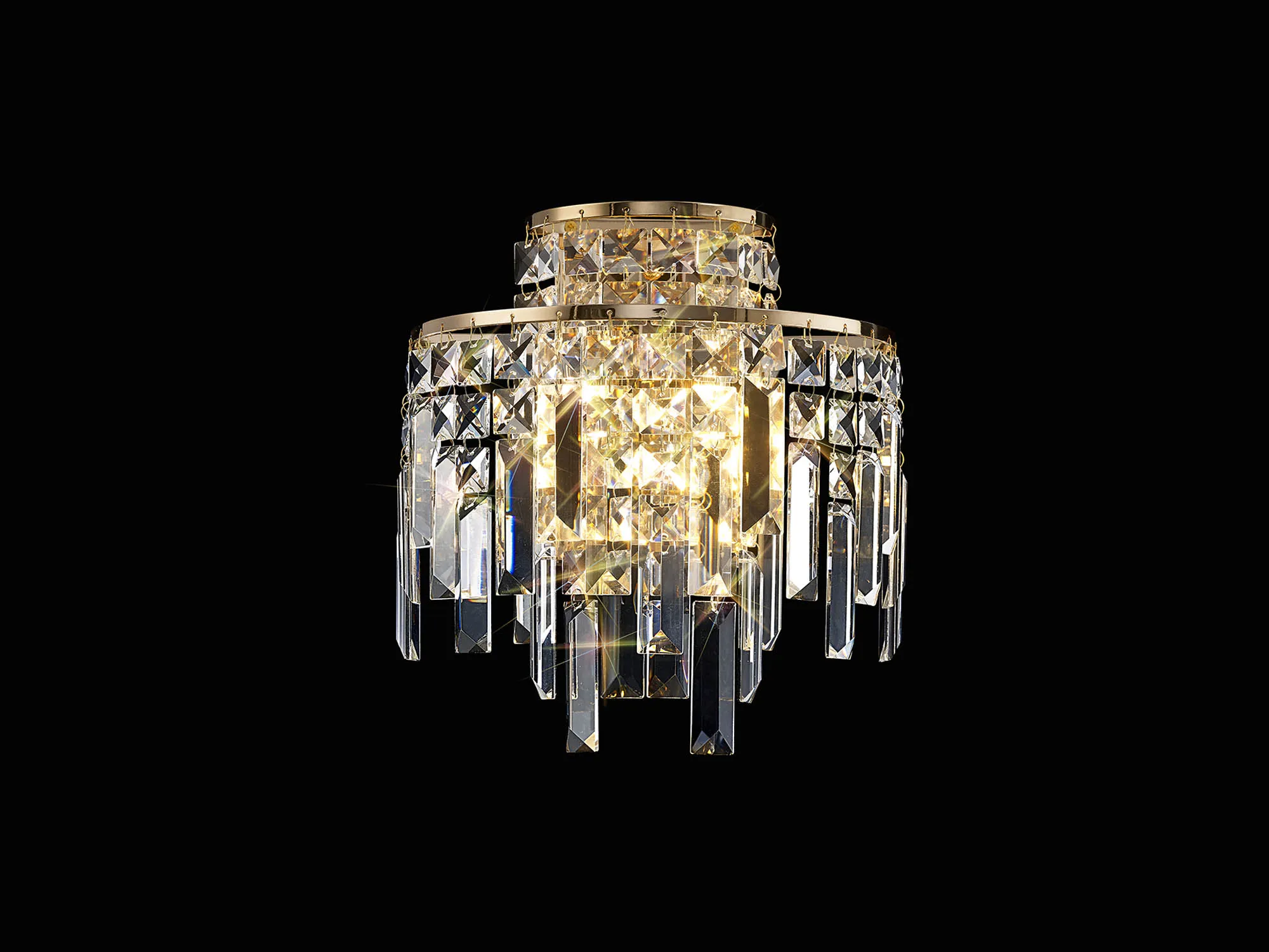 Maddison French Gold Crystal Wall Lights Diyas Flush Crystal Wall Lights